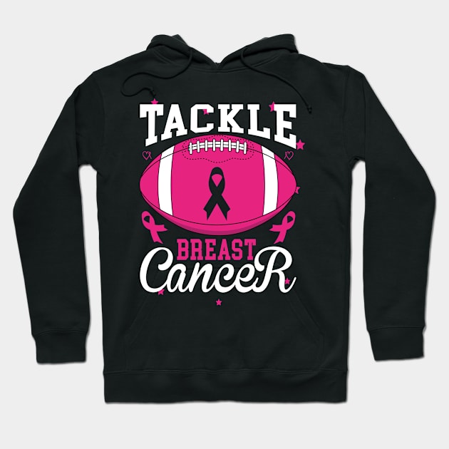 Tackle Breast Cancer Awareness Football Pink Ribbon Women Hoodie by Flowes